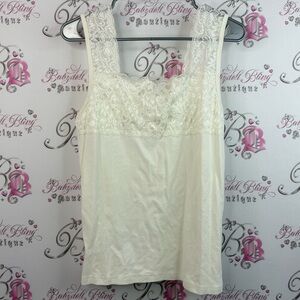 Carol reed tank top camisole Lacie white cream Elegant Lace Trim Tank Top
